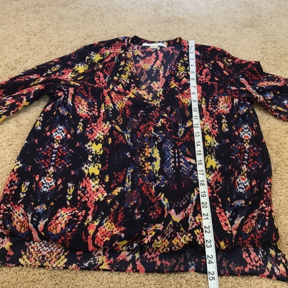 Cooper and Ella medium navy multi faux wrap blouse - Picture 6 of 9